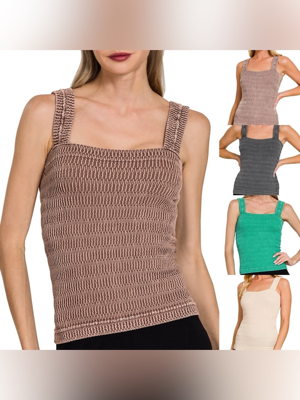 New colors! 🎨 “ Love Poem “ Textured Square Neck Cami Tank | Summer Assortment